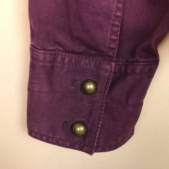White House Black Market Women’s Purple Denim Utility Button-Up Jean Jacket - Picture 5 of 9